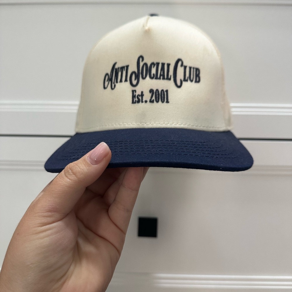 Anti Social Club Cream and Blue Cap